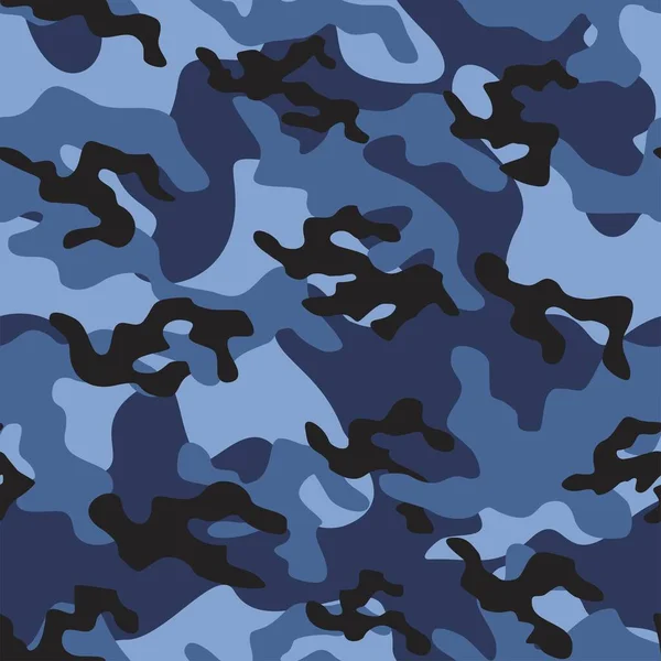 Camuflagem Militar Azul Impressão Sem Costura Vetorial Camuflagem Exército Para —  Vetores de Stock