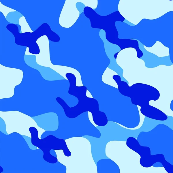 Синий Военный Камуфляж Векторный Бесшовный Отпечаток Армейский Камуфляж Одежды Печати — стоковый вектор
