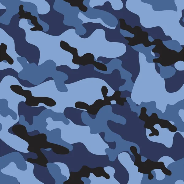 Военный Синий Камуфляж Векторный Бесшовный Отпечаток Армейский Камуфляж Одежды Печати — стоковый вектор