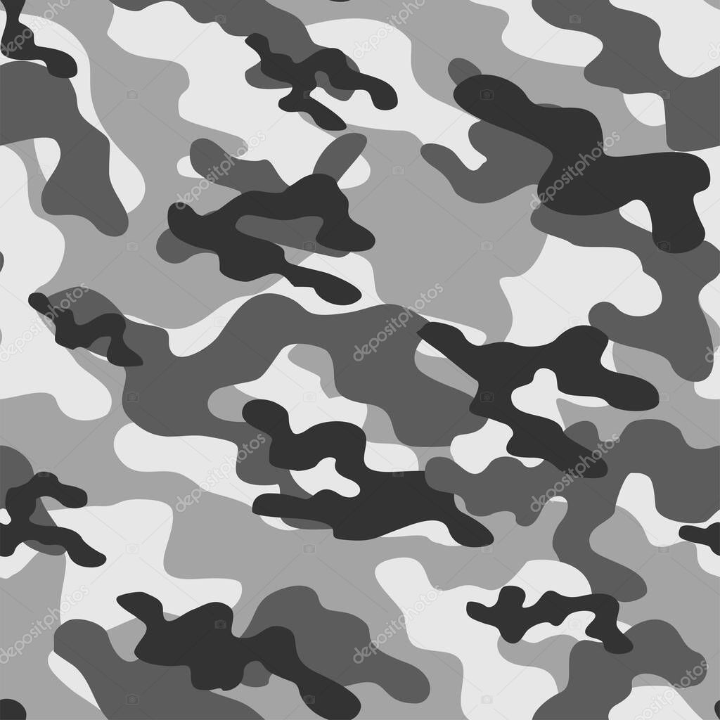military grey camouflage. vector seamless print. army camouflage for clothing or printing