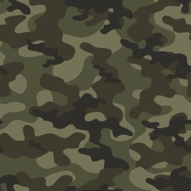 Ordu kamuflaj dokusu tekrar yazdırma vektörü yeşil tekstil arka planı.