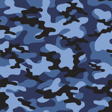 Mavi askeri kamuflaj. Vektörsüz iz. Ordu giysi veya baskı için kamuflaj