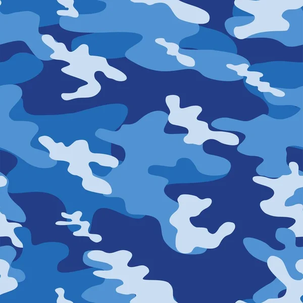 Голубая Текстура Камуфляжа Армии Повторять Печать Векторного Текстильного Фона — стоковый вектор