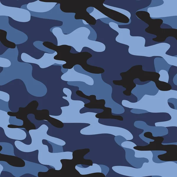 Niebieski Kamuflaż Armii Tekstury Powtórzyć Druk Wektor Tekstylny Tło — Wektor stockowy