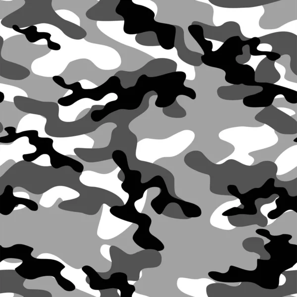 Military Grey Camouflage Vector Seamless Print Army Camouflage Clothing Printing — Stock Vector