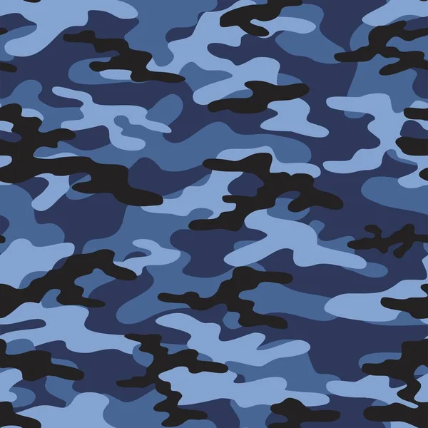 Camuflagem Militar Azul Impressão Sem Costura Vetorial Camuflagem Exército Para —  Vetores de Stock