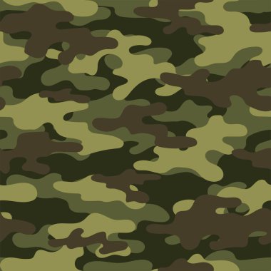 Parmak izi için soyut yeşil, kusursuz askeri kamuflaj dokusu. Orman geçmişi. Vektör