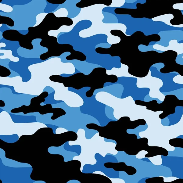 Camuflaje Azul Militar Vector Impresión Sin Costura Camuflaje Del Ejército — Vector de stock