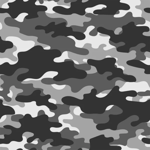 Military Camouflage Vector Seamless Print Army Grey Camouflage Clothing Printing — Stock Vector