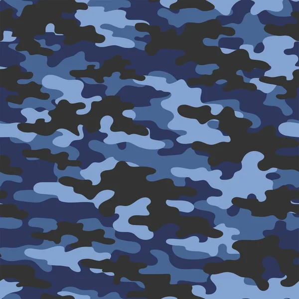 Camuflagem Militar Azul Impressão Sem Costura Vetorial Camuflagem Exército Para —  Vetores de Stock