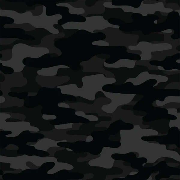 Camouflage Black Military Seamless Vector Pattern Clothing Fabric Prints Modern — Stock Vector