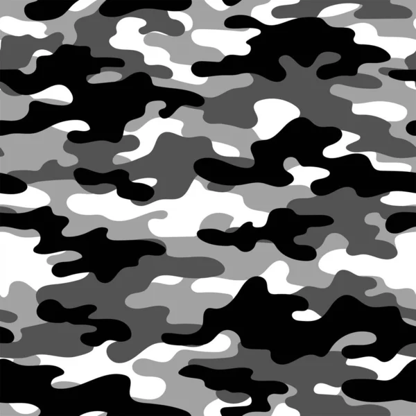 Grey Camouflage Military Seamless Vector Pattern Clothing Fabric Prints Modern — Stock Vector