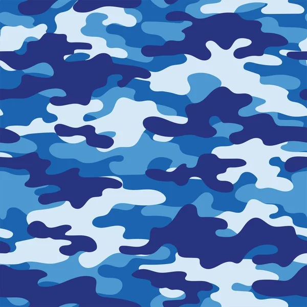 Azul Camuflaje Militar Patrón Vectores Sin Costura Para Ropa Estampados — Vector de stock