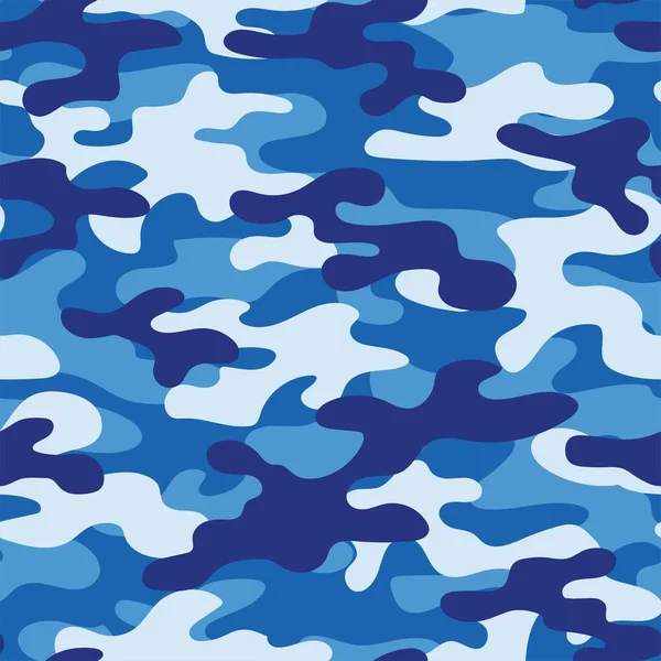 Abstrakcyjna Niebieska Bezszwowa Wojskowa Faktura Kamuflażu Druku Tło Lasu Wektor — Wektor stockowy
