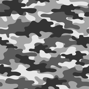 Parmak izi için soyut, dikişsiz askeri kamuflaj gri dokusu. Orman geçmişi. Vektör