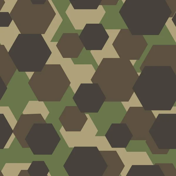 Print Camouflage Hexagon Seamless Pattern Abstraction Print Banner Fabric — Stock Vector