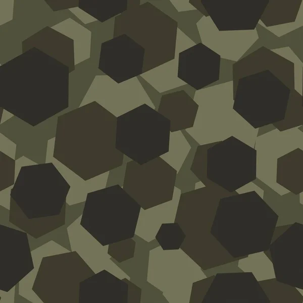 Groene Print Camouflage Zeshoek Naadloos Patroon Abstractie Voor Bedrukking Banner — Stockvector