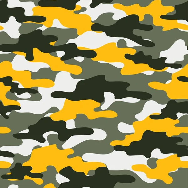 Military Yellow Camouflage Vector Seamless Print Army Camouflage Clothing Printing — Stock Vector