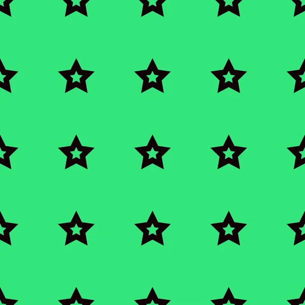Impression Verte Étoile Noire Motif Vectoriel Sans Couture Pour Vêtements — Image vectorielle
