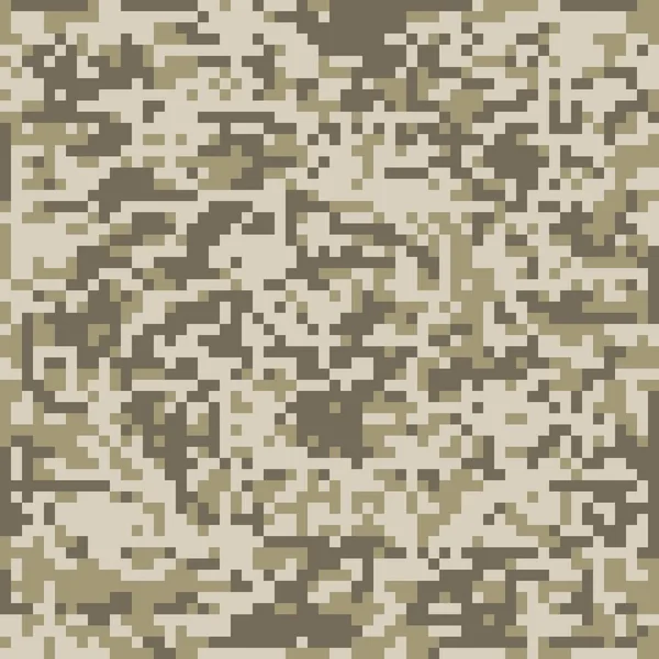 Bruine Pixel Militaire Camouflage Naadloze Kledingprint Print — Stockvector