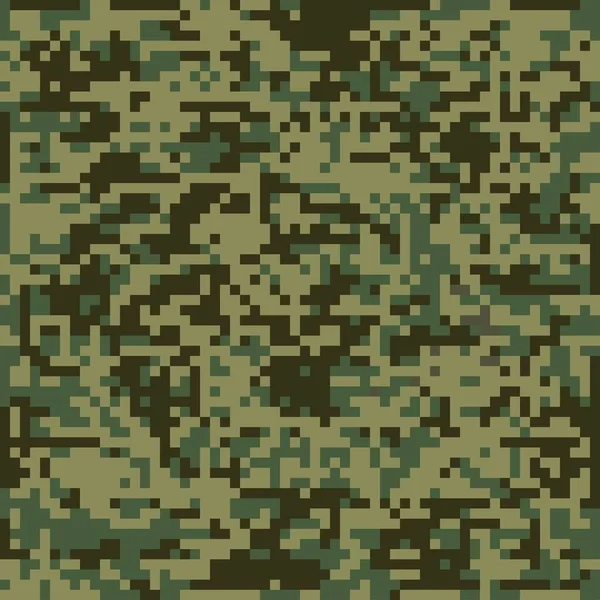 Pixel Grüne Militärische Tarnung Nahtloser Druck Oder Druck Von Kleidungsstücken — Stockvektor