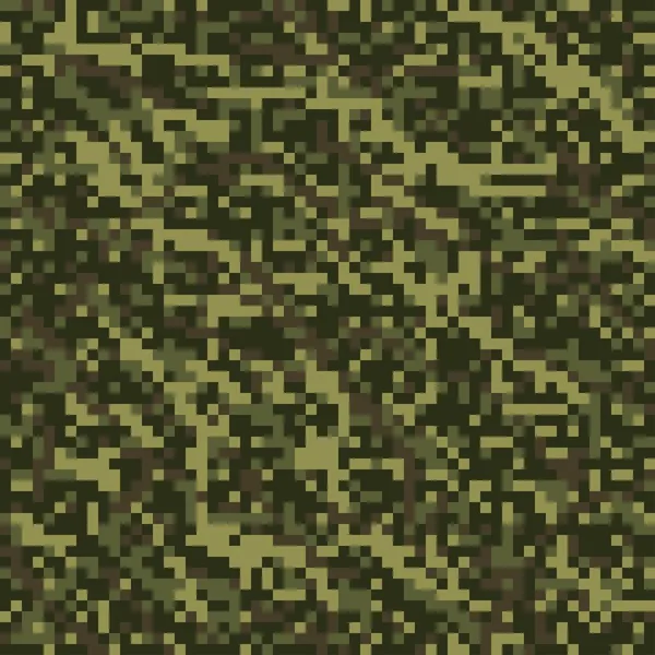 Pixel Militaire Camouflage Naadloze Groene Kledingprint Print — Stockvector