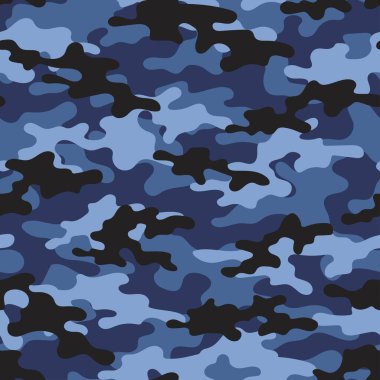 Mavi askeri kamuflaj. Vektörsüz iz. Ordu giysi veya baskı için kamuflaj