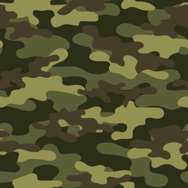 Askeri kamuflaj. Vektörsüz yeşil iz. Ordu giysi veya baskı için kamuflaj