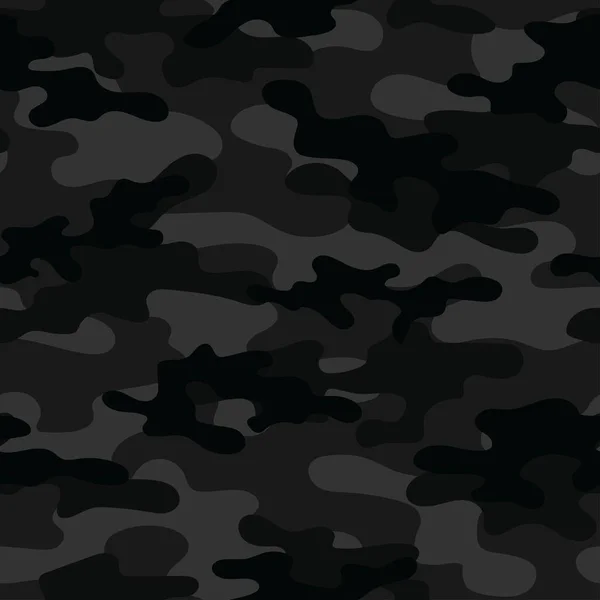 Military Black Camouflage Vector Seamless Print Army Camouflage Clothing Printing — Stock Vector