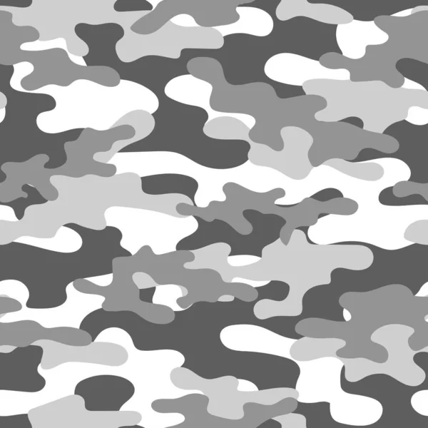 Grey Military Camouflage Vector Seamless Print Army Camouflage Clothing Printing — Stock Vector