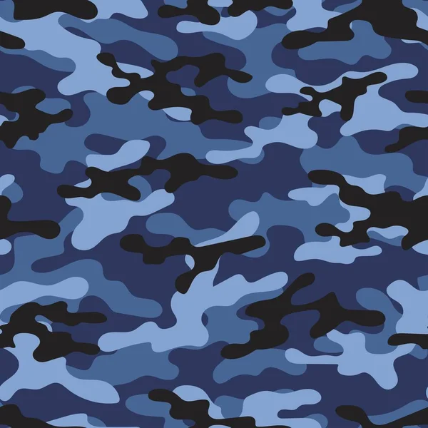 Синий Военный Камуфляж Векторный Бесшовный Отпечаток Армейский Камуфляж Одежды Печати — стоковый вектор