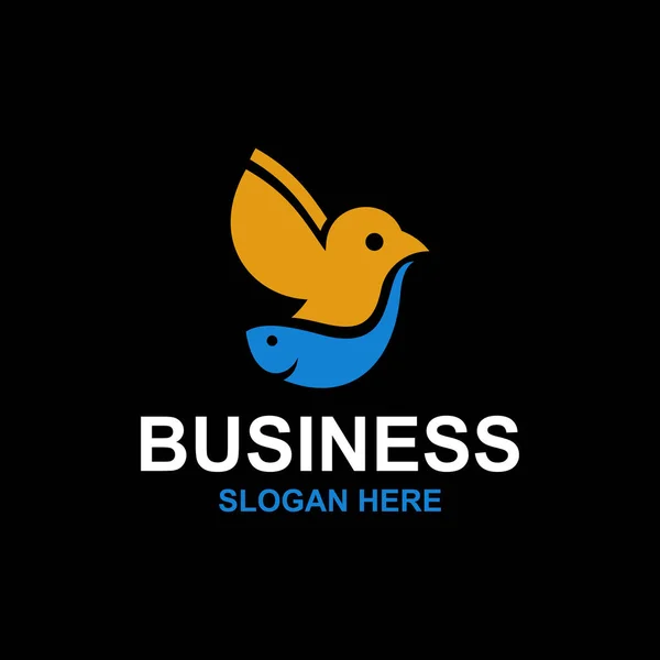 Kuş Balığı Hayvan Logosu Tasarımı — Stok Vektör