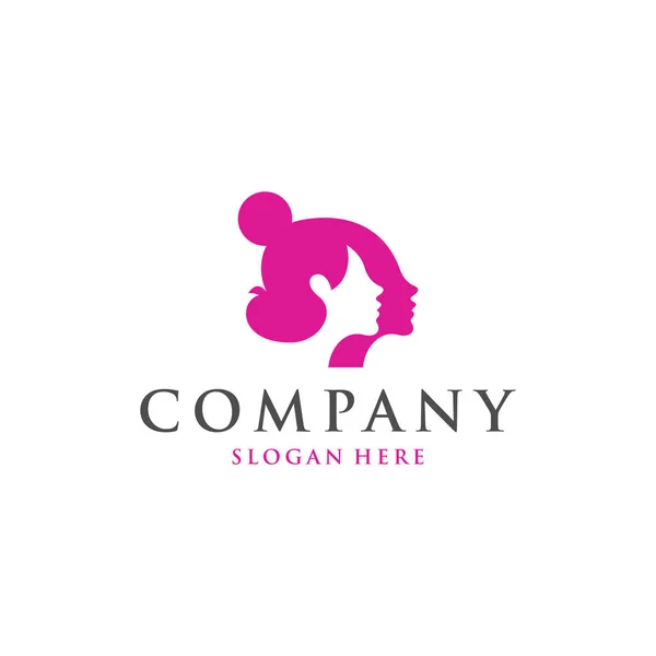 Piękna Twarz Różowy Kolor Logo Design — Wektor stockowy