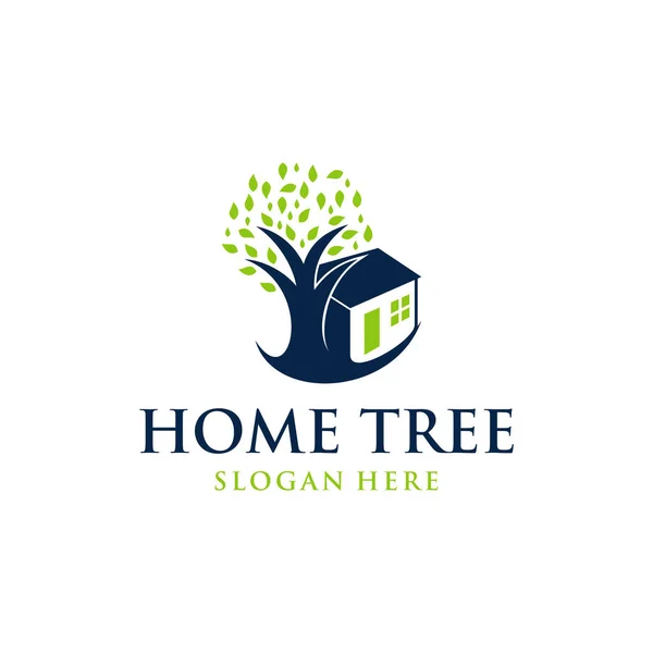 Naturaleza Verde Home Tree Logo Diseño — Vector de stock