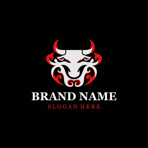 Animal Bull Prydnad Logotyp Design — Stock vektor