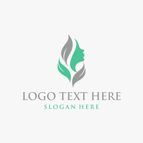 Skönhet Blad Natur Logotyp Design — Stock vektor
