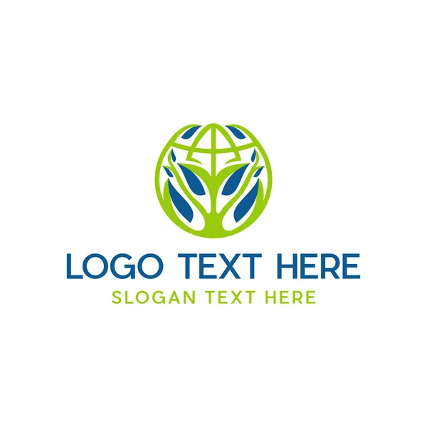 Diseño Simple Del Logotipo Hoja Globo — Vector de stock