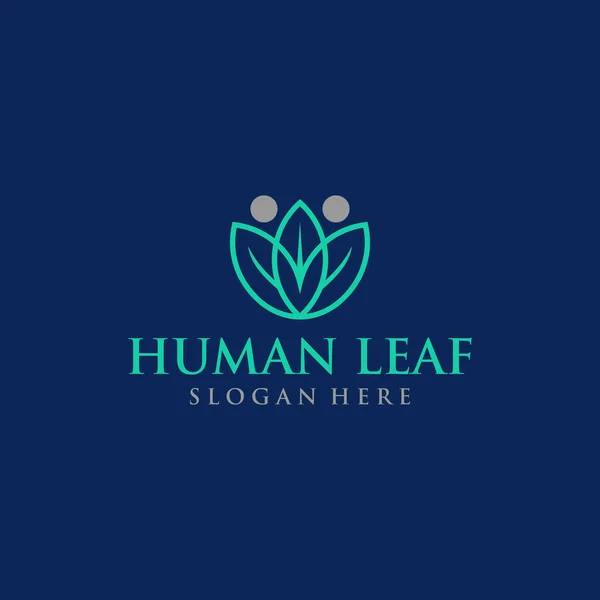 人間の葉の概要ロゴデザイン — ストックベクタ