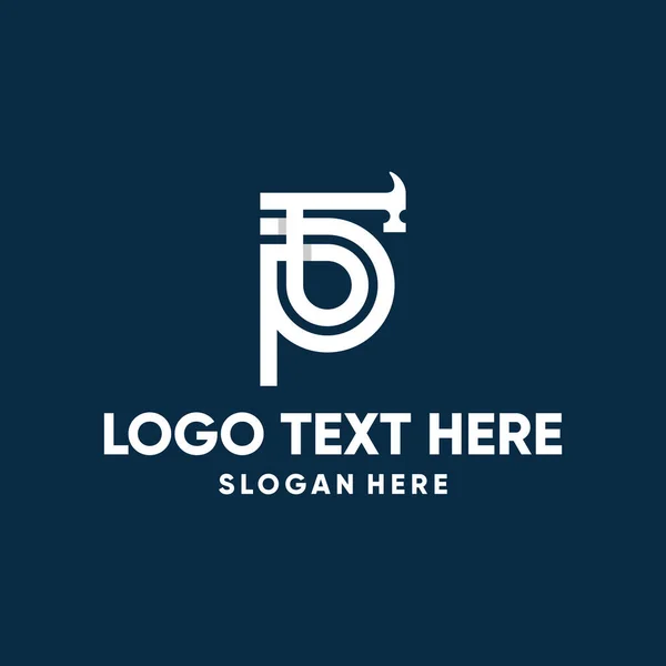 Lettera Hammer Outline Logo Design — Vettoriale Stock