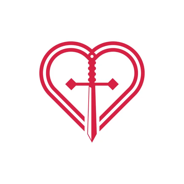 Miecz Miłość Kreatywny Logo Design — Wektor stockowy