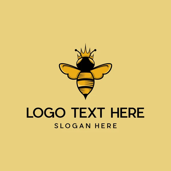 Bee Crown Vector Diseño Logo — Vector de stock