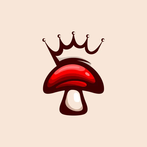 Mushroom Crown Vector Logo Design — Stock Vector