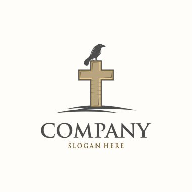 Kilisenin Çapraz Kuş Vektör Logosu Tasarımı