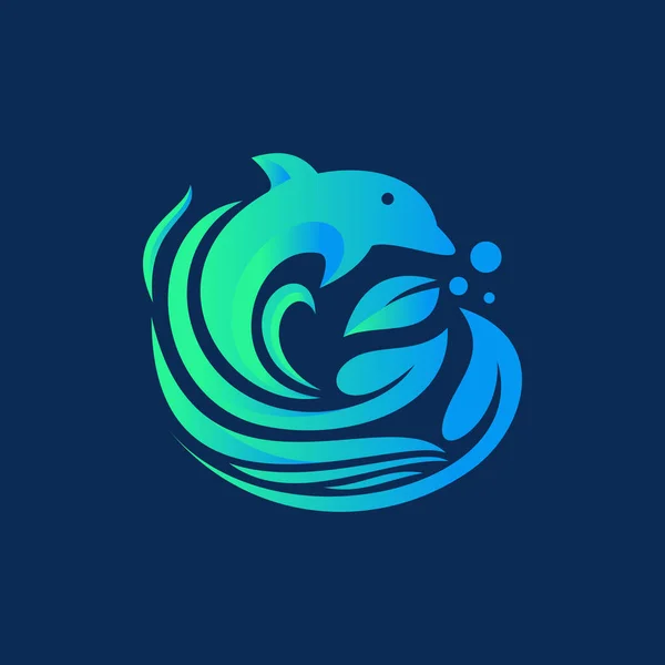 Delfin Natura Liść Wektor Logo Design — Wektor stockowy
