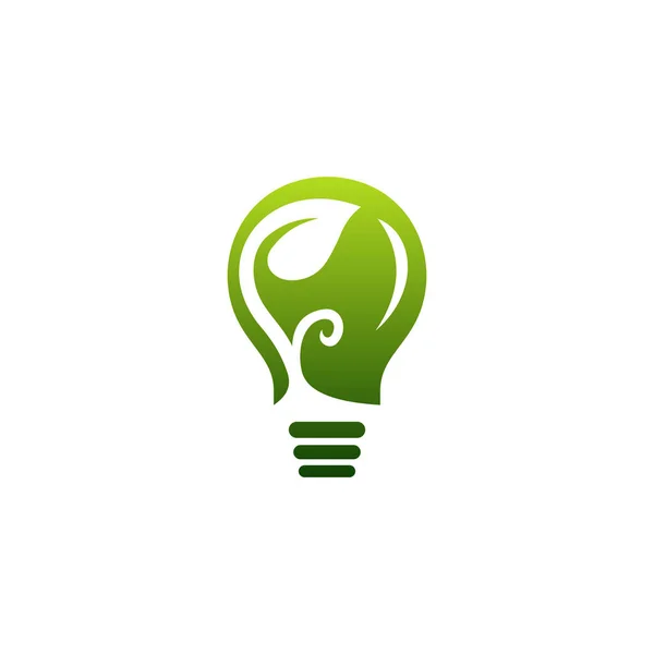 Bombilla Verde Hoja Vector Logo Diseño — Archivo Imágenes Vectoriales