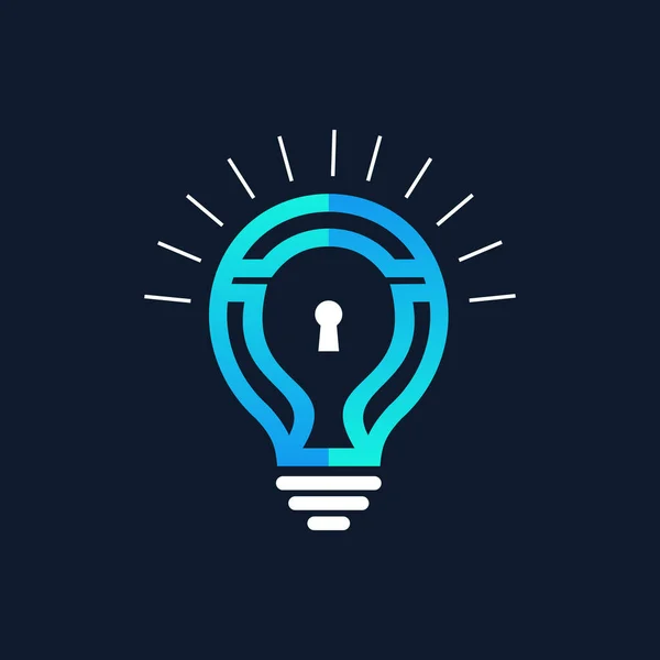 Bulb Lock Minimalist Logo Design — Stock Vector