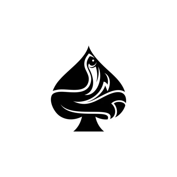 Kürek Balığı Siyah Renkli Logo Tasarımı — Stok Vektör