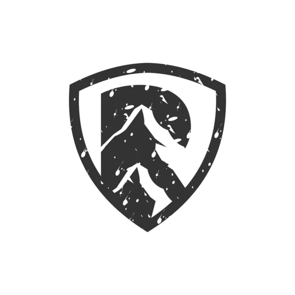 Lettre Bouclier Montagne Logo Design — Image vectorielle