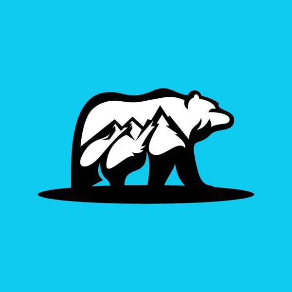 Bear Animal Mountain Logo Design — Stock Vector