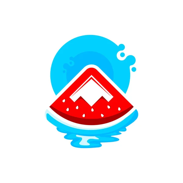 Wassermelone Mountain Idea Logo Design — Stockvektor